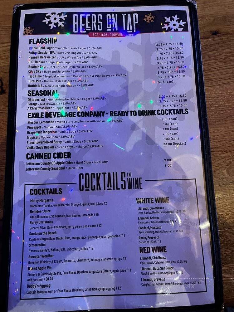 Exile Brewing Co. - Des Moines, IA menu_pic