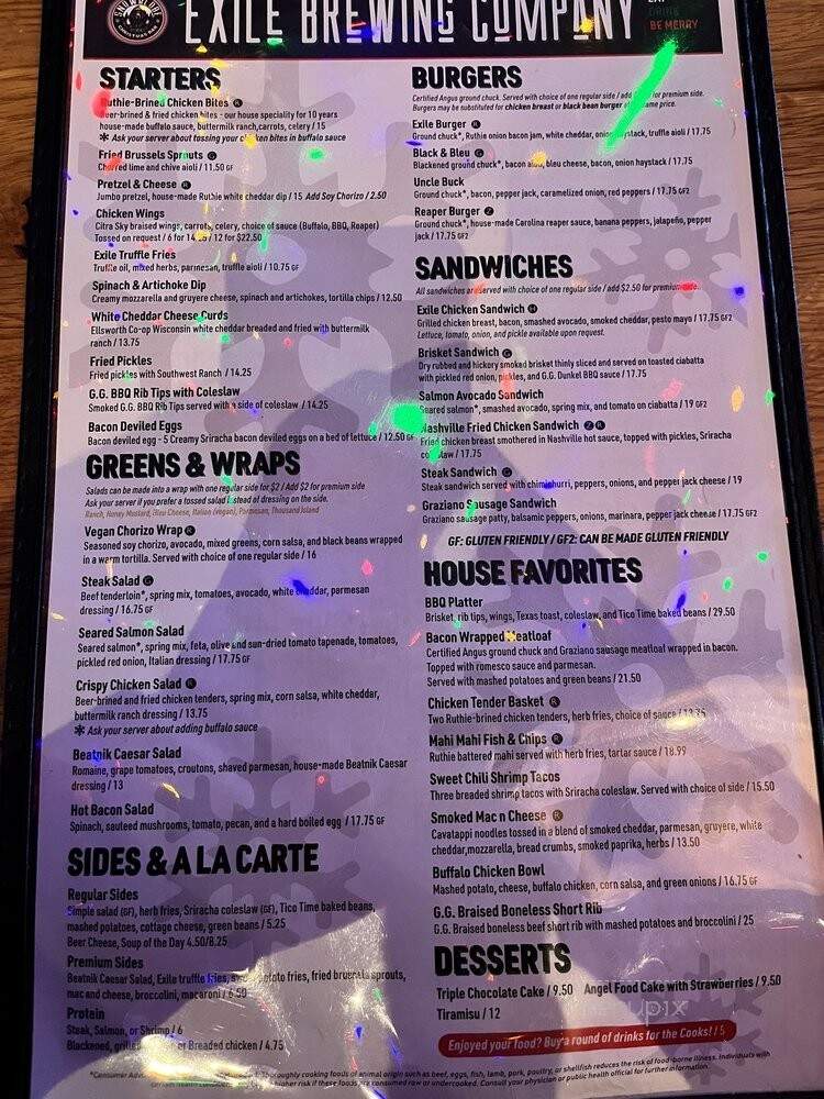Exile Brewing Co. - Des Moines, IA menu_pic