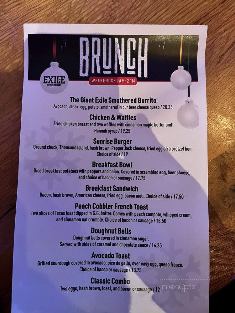Exile Brewing Co. - Des Moines, IA menu_pic