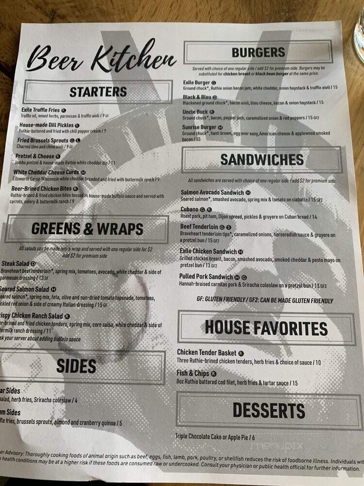 Exile Brewing Co. - Des Moines, IA menu_pic