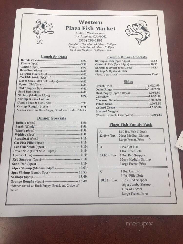Plaza Fish Market - Los Angeles, CA menu_pic