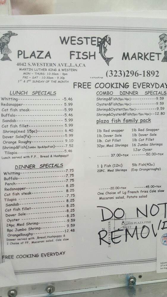 Plaza Fish Market - Los Angeles, CA menu_pic