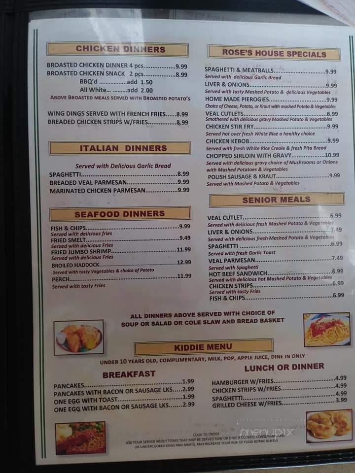 Rose's Family Dining - St Clair Shores, MI menu_pic