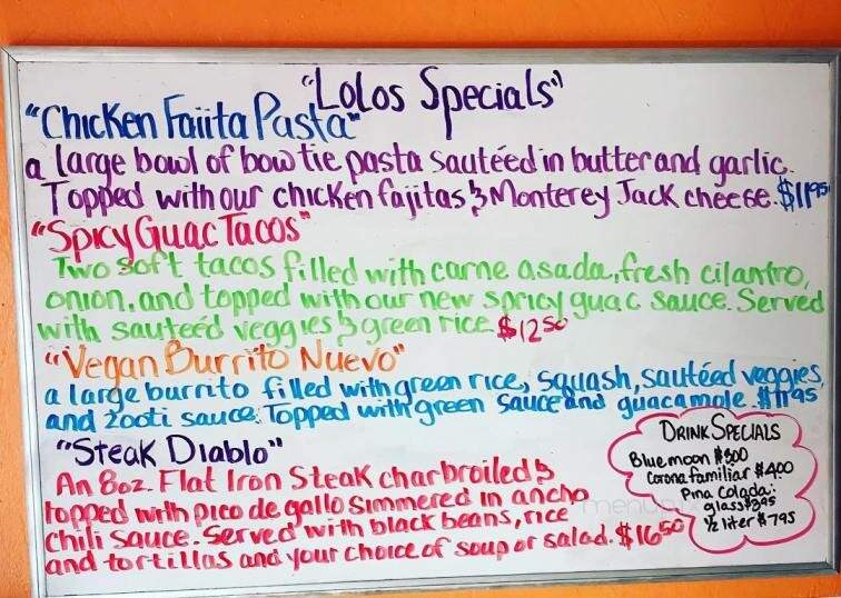 Lolo's Mexican Food - Morro Bay, CA menu_pic