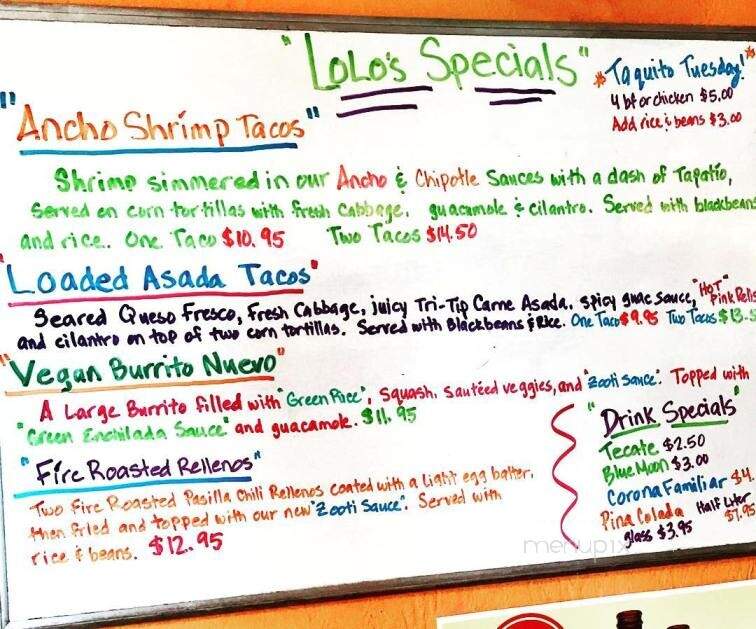 Lolo's Mexican Food - Morro Bay, CA menu_pic