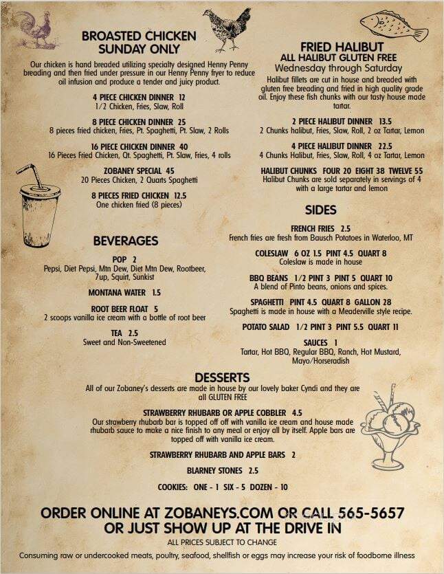 Zobaney's - Butte, MT menu_pic