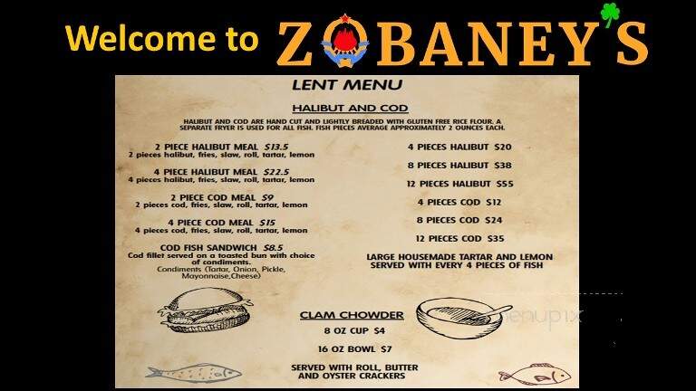 Zobaney's - Butte, MT menu_pic