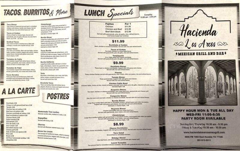 Hacienda Los Arcos Mexican Grill and Bar - Humble, TX menu_pic
