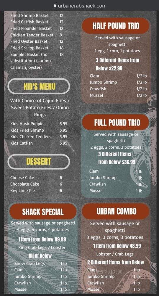 Urban Crab Shack - Parkville, MD menu_pic