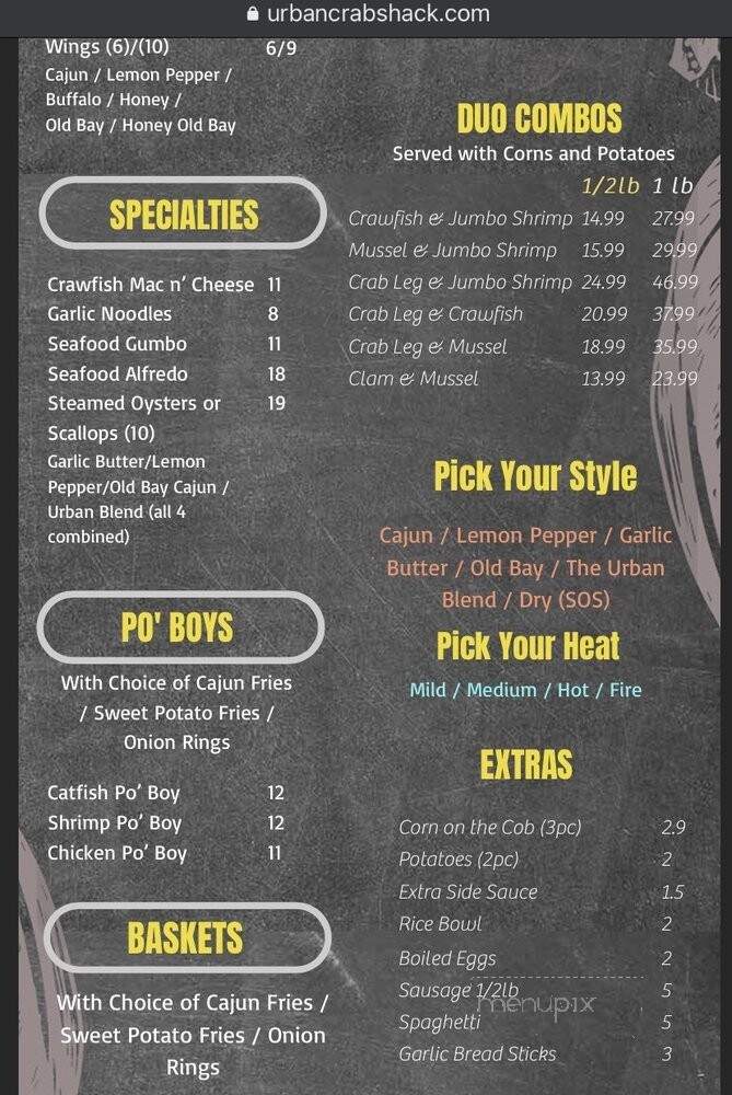 Urban Crab Shack - Parkville, MD menu_pic