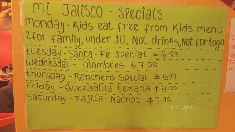 Mi Jalisco - Corbin, KY menu_pic