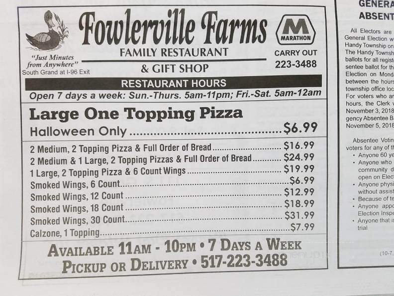 Restaurant Fowlerville Farms - Fowlerville, MI