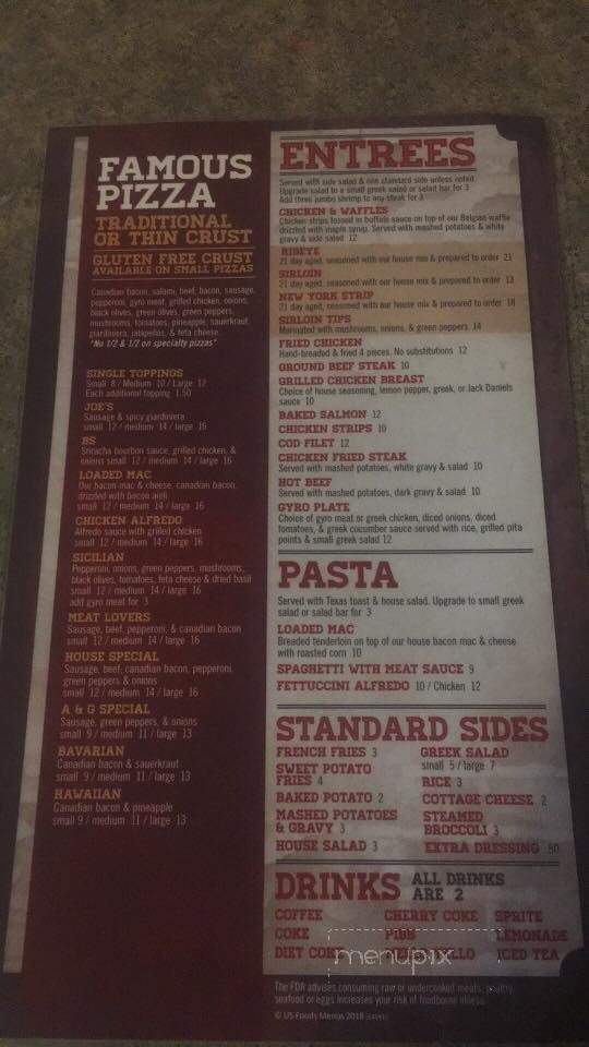 A & G Pizza & Steakhouse - Creston, IA menu_pic