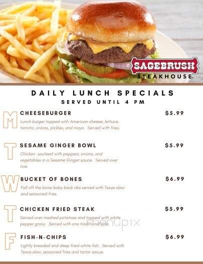 Sagebrush Steakhouse - Waynesville, NC menu_pic