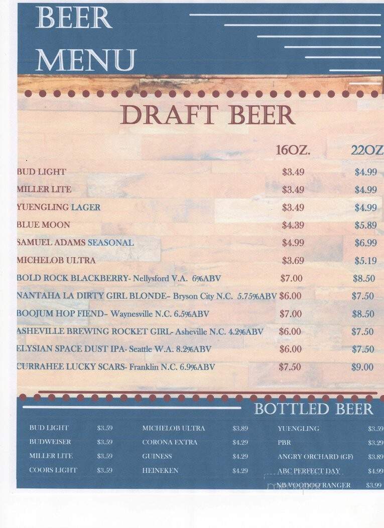 Sagebrush Steakhouse - Waynesville, NC menu_pic