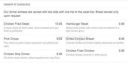 Dawson's Family Restaurant - Childress, TX menu_pic