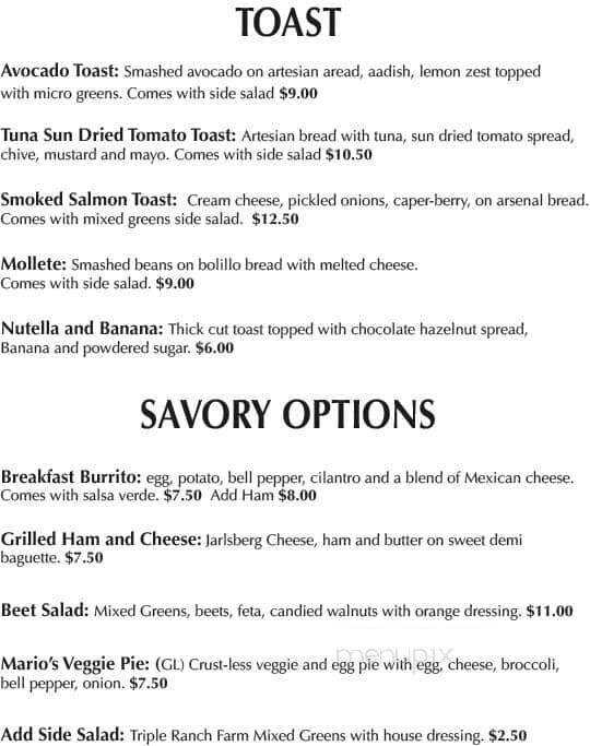Cafe Frida Gallery - Santa Rosa, CA menu_pic