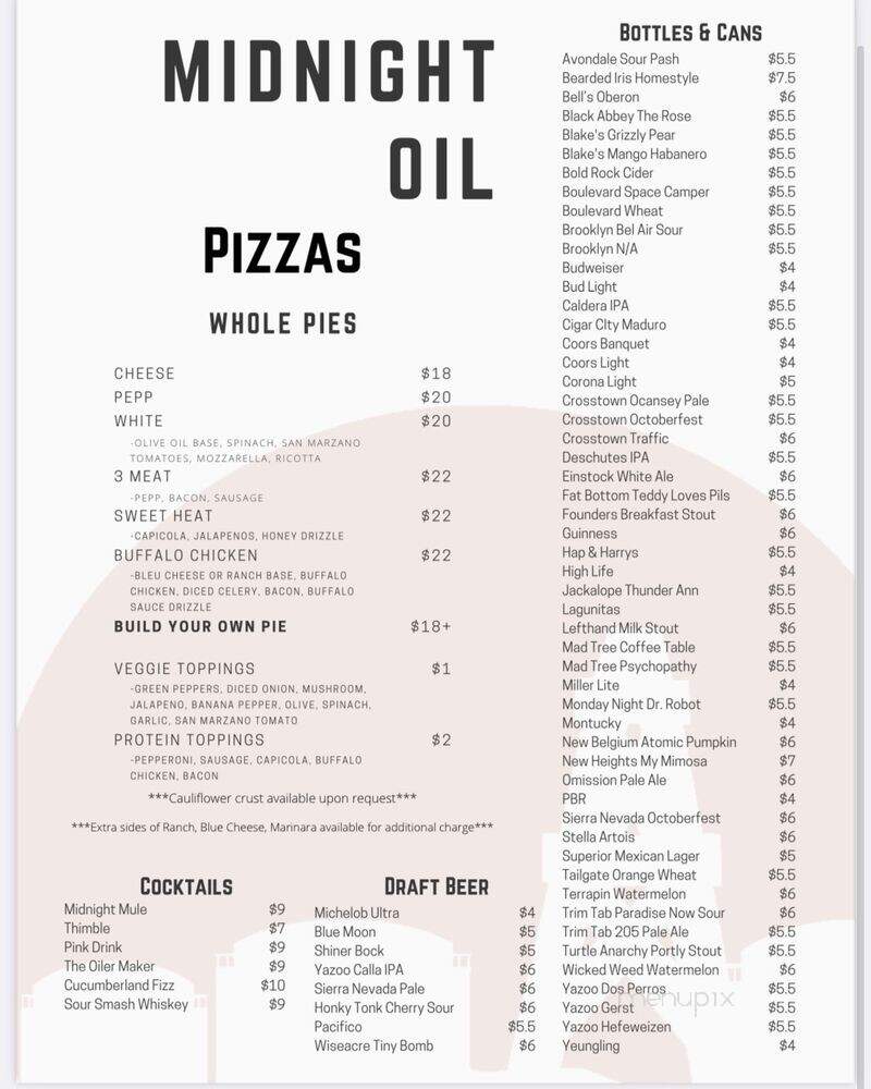 Midnight Oil - Nashville, TN menu_pic