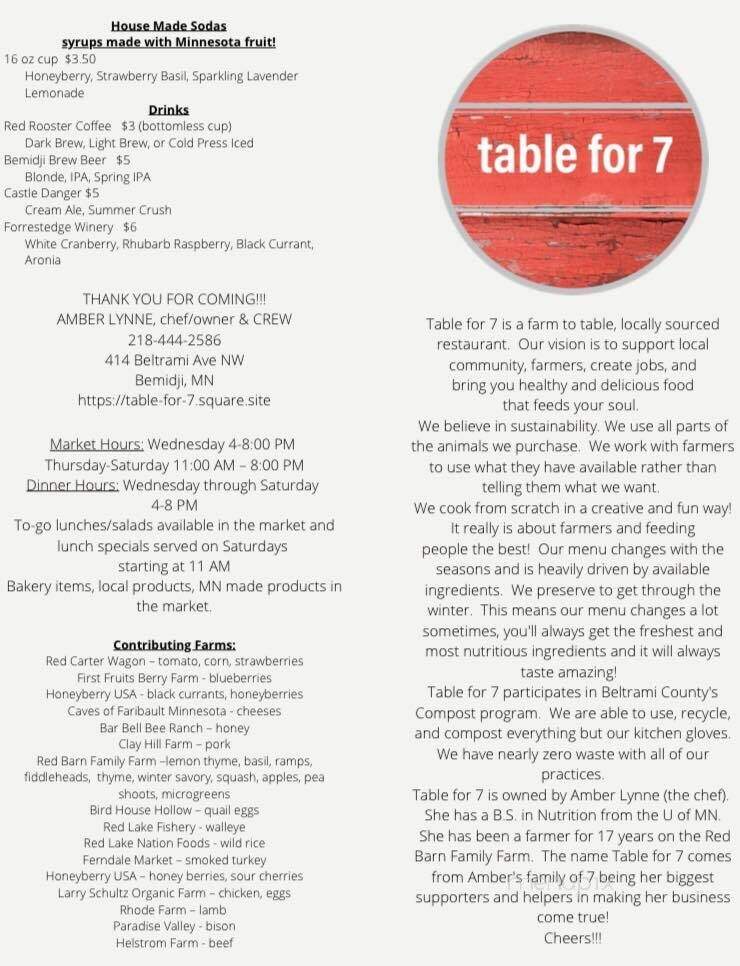 Table For 7 - Bemidji, MN