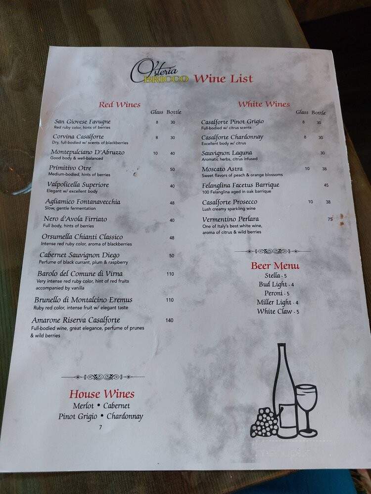 Osteria Bricco - Seminole, FL menu_pic