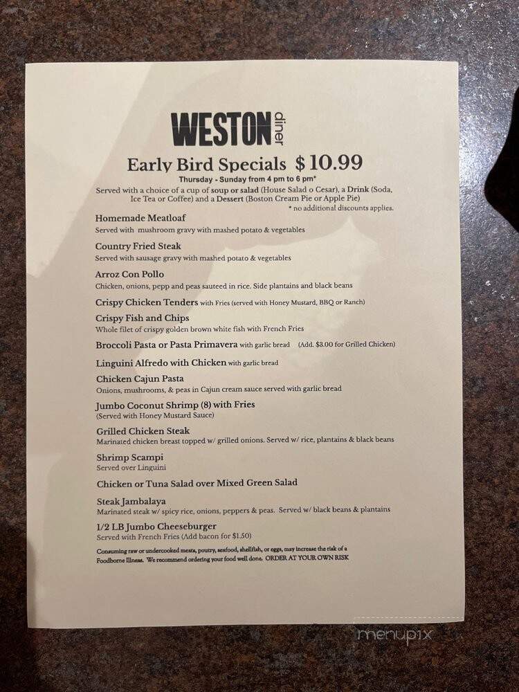 Weston Diner - Davie, FL menu_pic