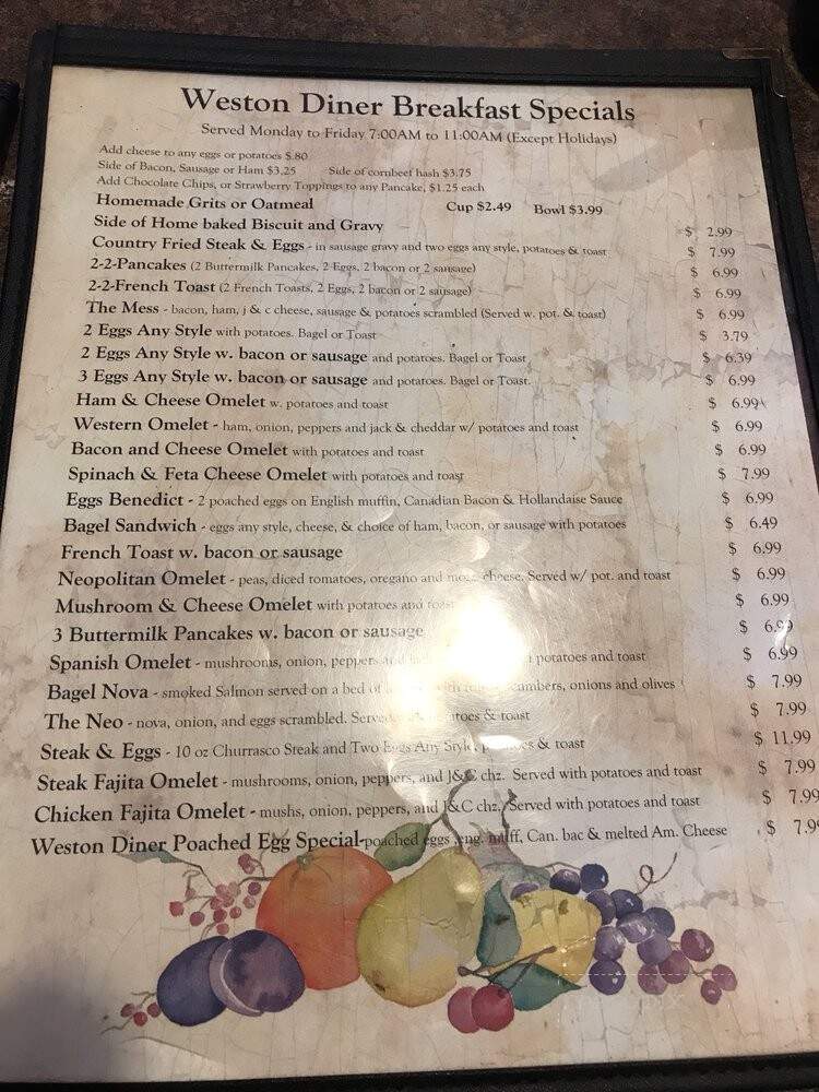 Weston Diner - Davie, FL menu_pic