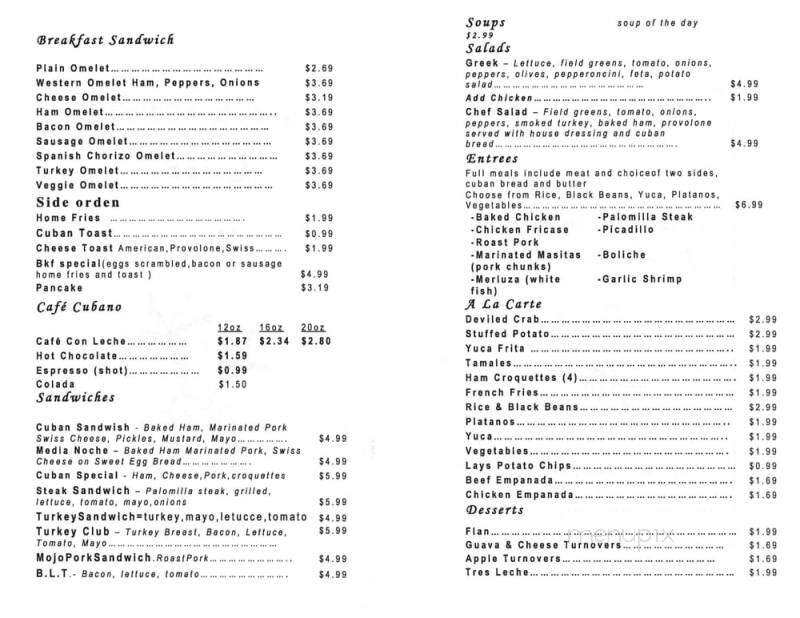 La Cubanita Cafe - Brandon, FL menu_pic