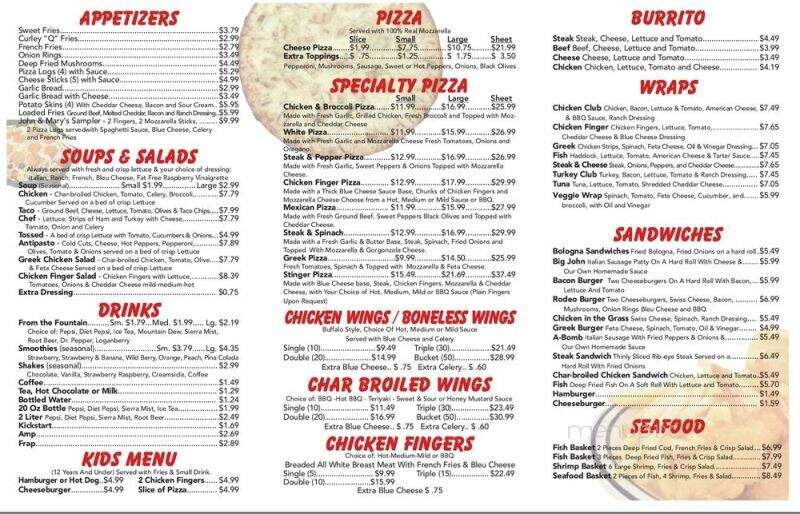 John & Mary's Restaurant - Depew, NY menu_pic
