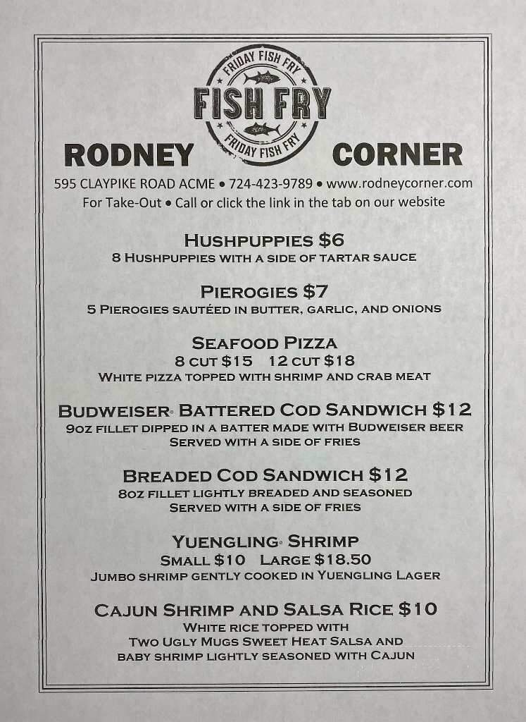 Rodney Corner Cafe - Acme, PA menu_pic