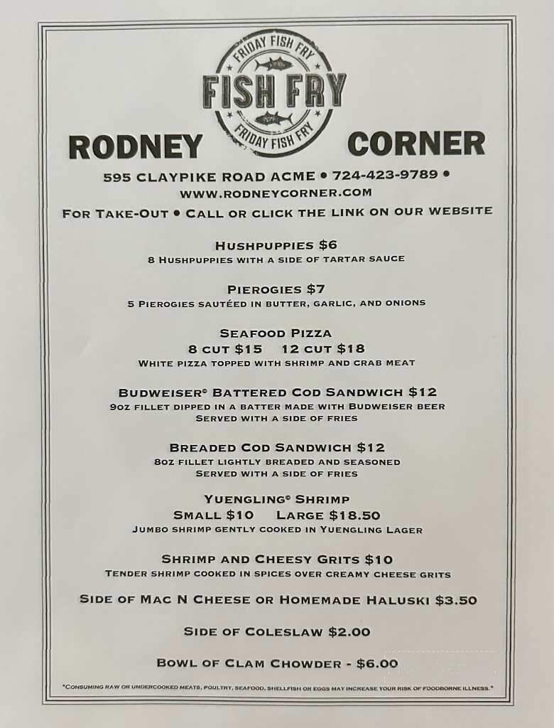 Rodney Corner Cafe - Acme, PA menu_pic