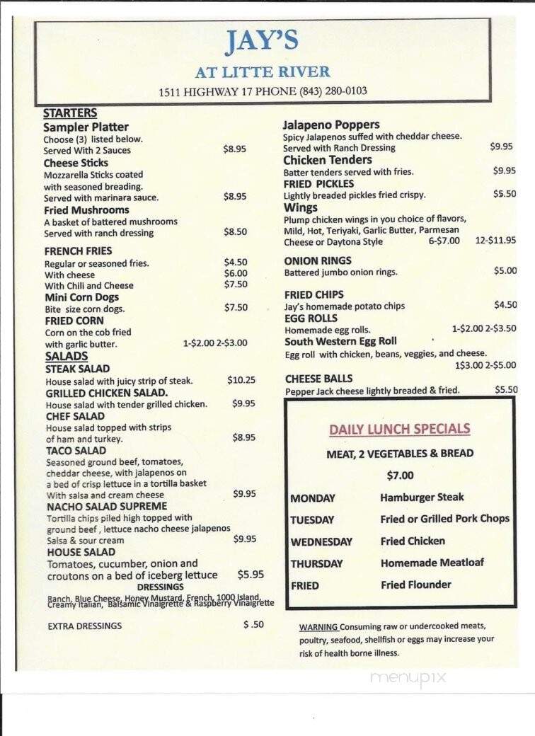 Jay's Of Little River - Little River, SC menu_pic