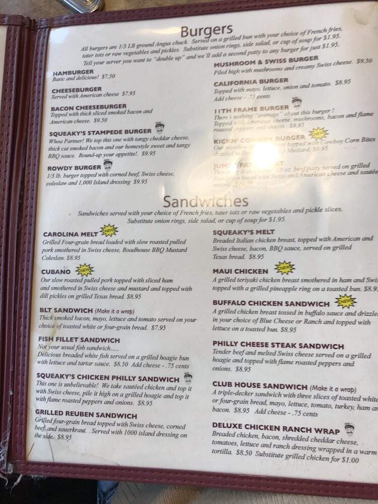 Squeaky's Grill Bar - Hutchinson, MN menu_pic
