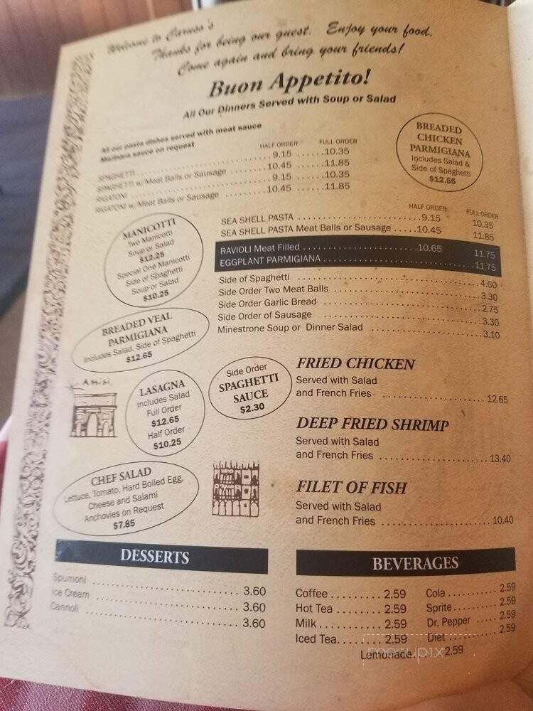 Caruso's Italian Restaurant - Albuquerque, NM menu_pic