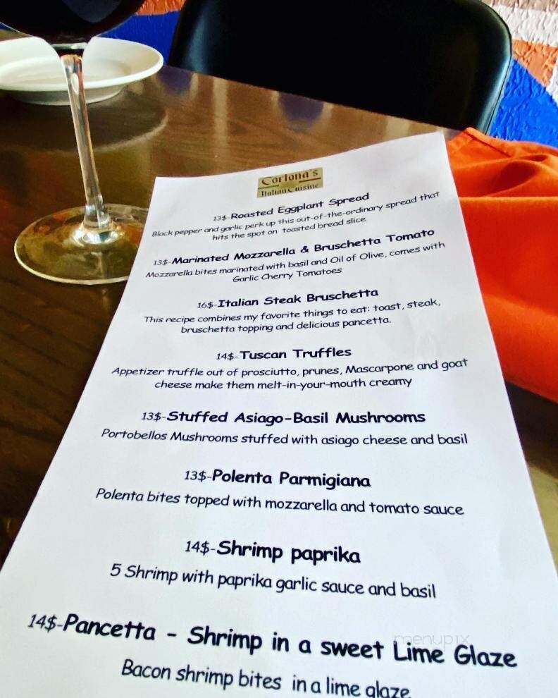 Cortona's Italian Cuisine & Wine Bar - Fortville, IN menu_pic