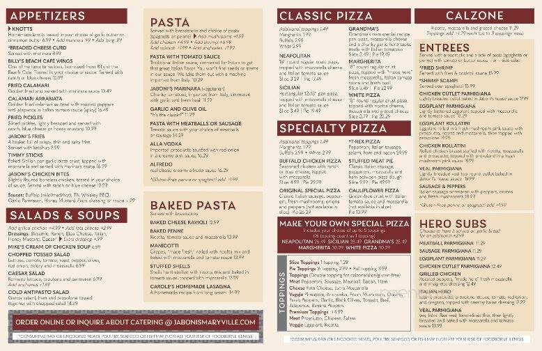 Jaboni's Pizzeria - Maryville, TN menu_pic