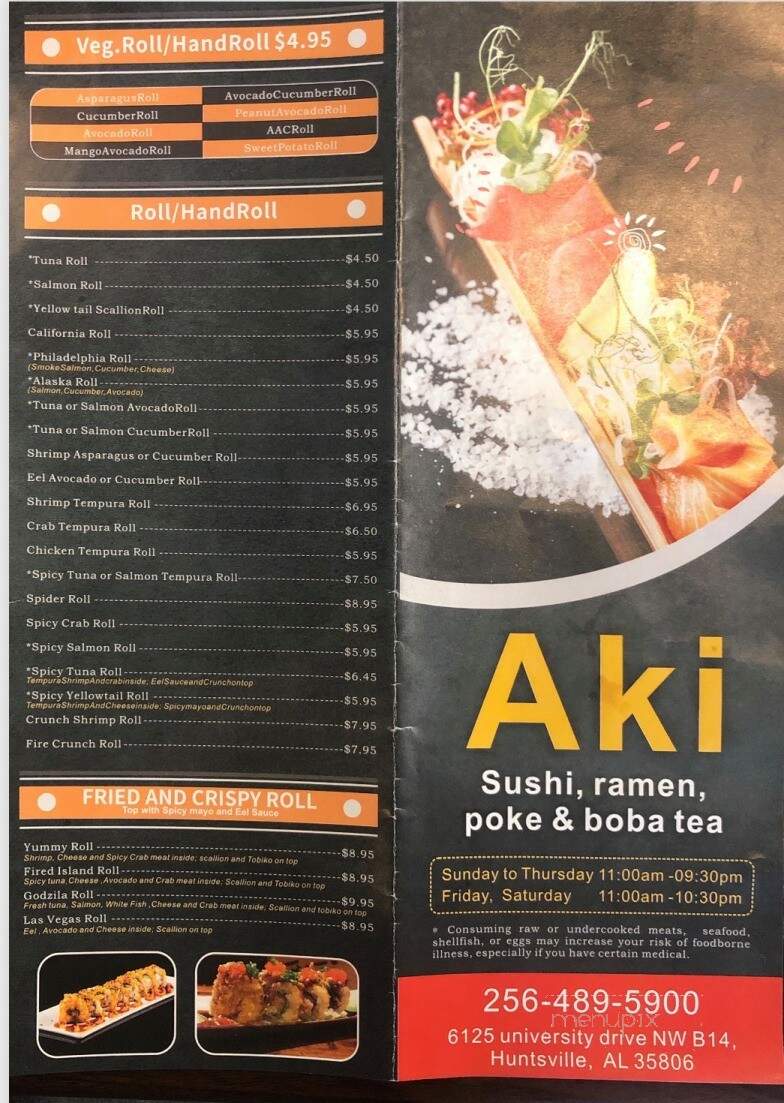 Aki - Huntsville, AL menu_pic