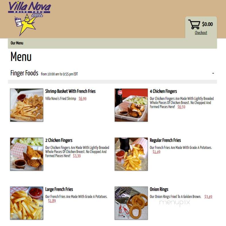 Villa Nova Drive Thru - Saint Marys, OH menu_pic