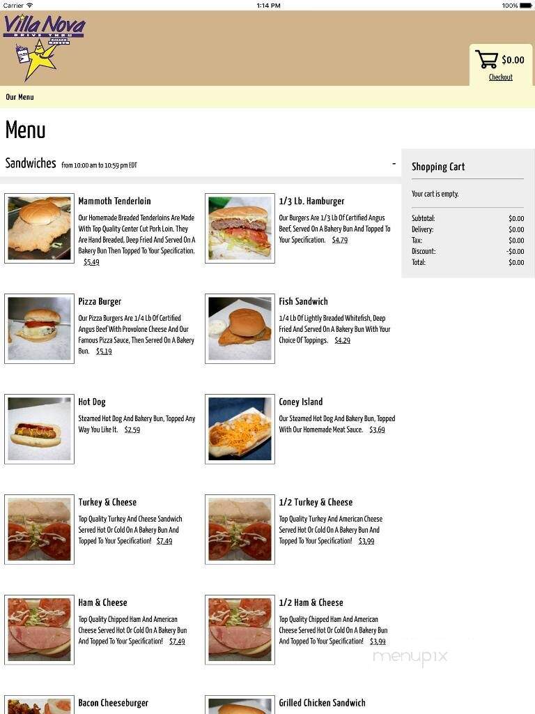 Villa Nova Drive Thru - Saint Marys, OH menu_pic