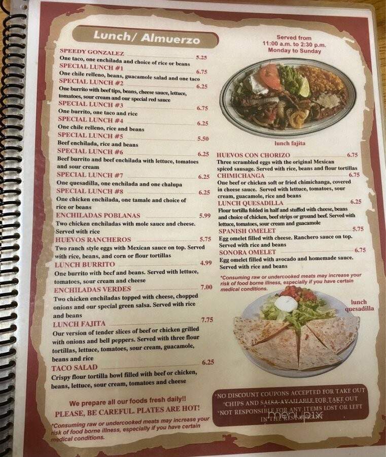 Los Tres Potrillos - Louisa, VA menu_pic