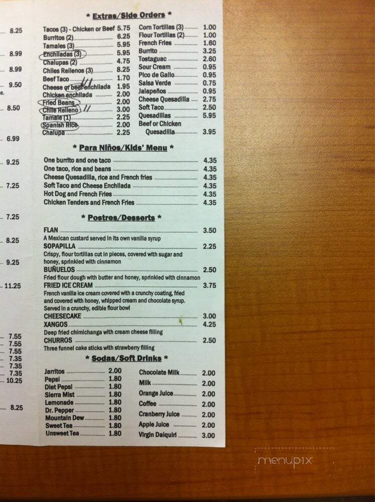 Los Tres Potrillos - Louisa, VA menu_pic