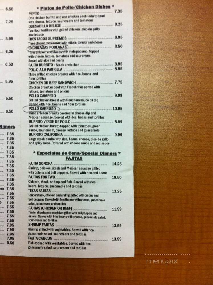 Los Tres Potrillos - Louisa, VA menu_pic