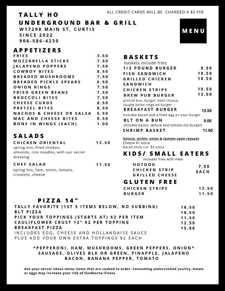 M C's Tally Ho - Curtis, MI menu_pic