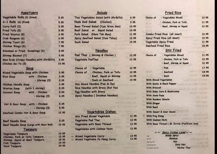 A-1 Thai Restaurant - West Palm Beach, FL menu_pic