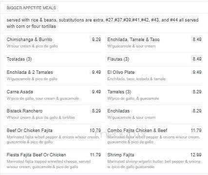 El Olivo Mexican Restaurant - Winter Haven, FL menu_pic