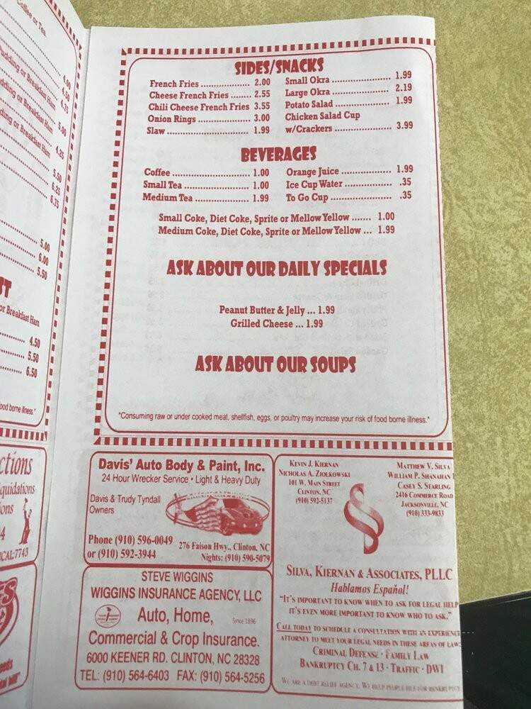 Gracie's Grill - Clinton, NC menu_pic