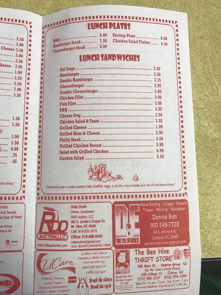 Gracie's Grill - Clinton, NC menu_pic