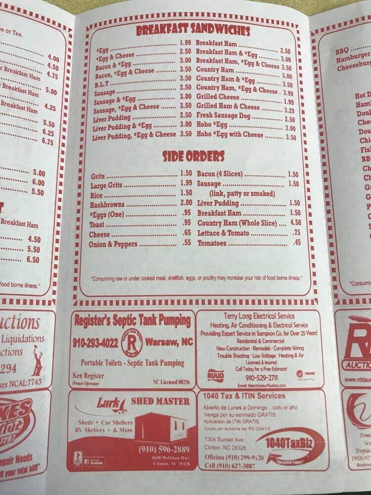 Gracie's Grill - Clinton, NC menu_pic