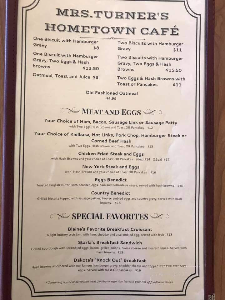 Mrs Turner's Restaurant - Puyallup, WA menu_pic