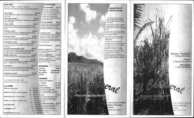 El Canaveral - Cabot, AR menu_pic