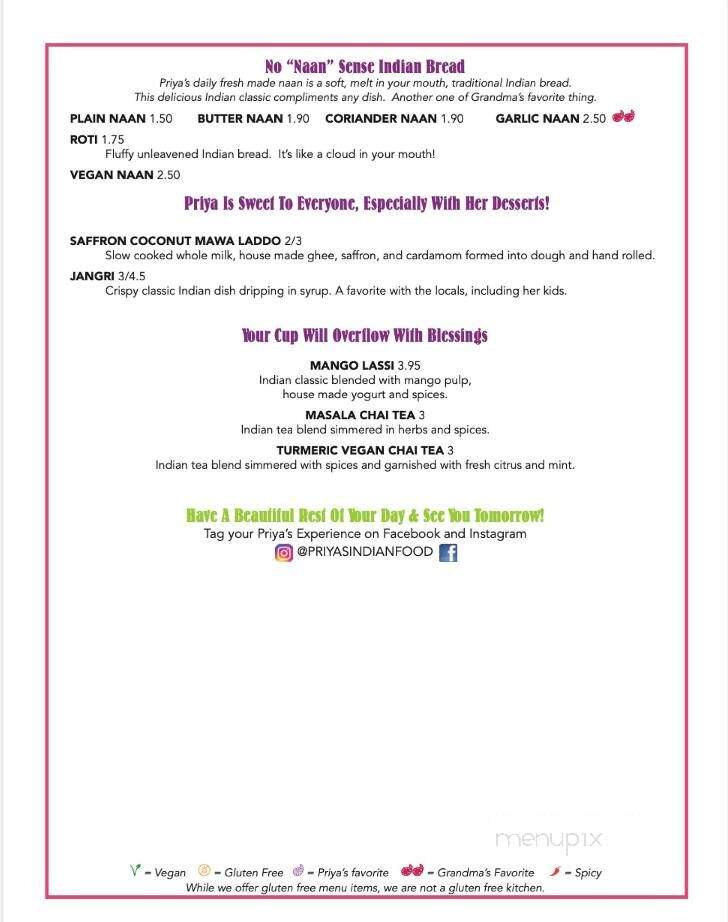 Priya's J&J Indian Foods - Lafayette, LA menu_pic